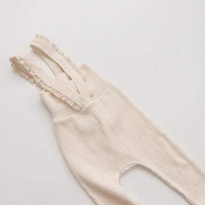 Korean Style Baby Girls Lace Suspenders Toddler Baby Girl Jumpsuits Overall Autumn Spring Newborn Baby Elastic Suspender Pants