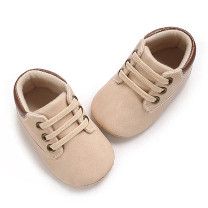 Fashionable 0-18M Boys and Girls' Shoes Classic Solid Color Leather Bottom Anti slip Preschool First Step Casual Sports Shoes