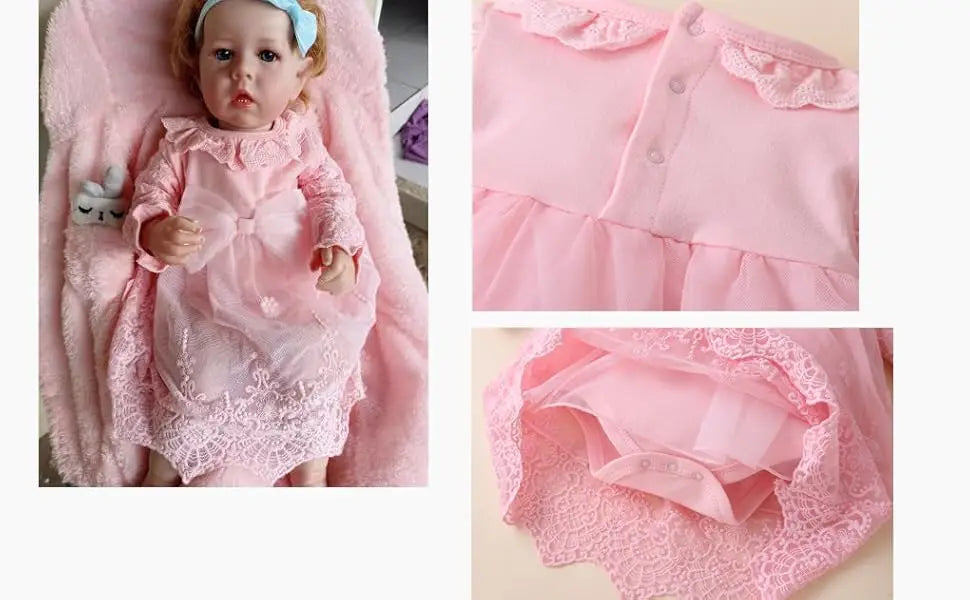 Newborn Baby Girl Dress Clothes 0 3 6 Months Princess Pink Dress White Baptism Outfit Party Dress Headband Socks Set Clothing
