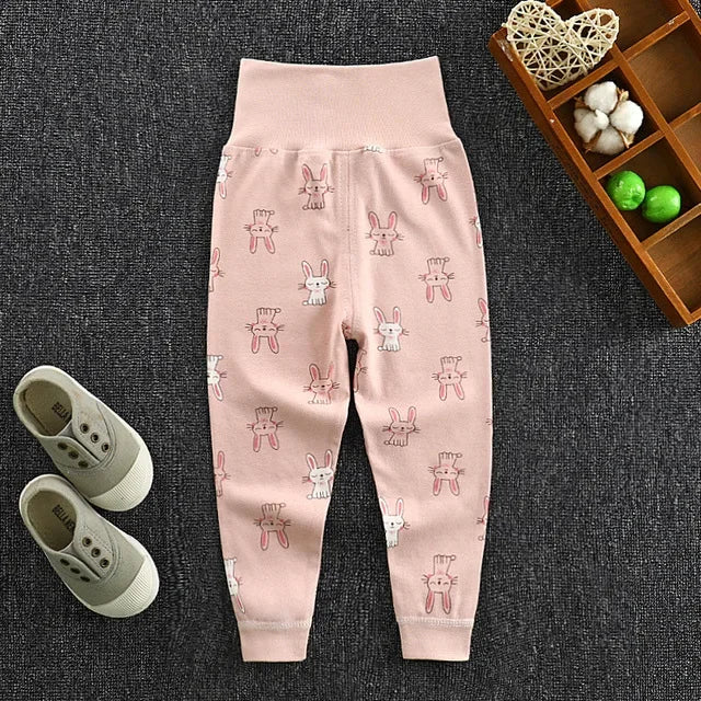 Baby Girls Boys Pants Toddler Bottoming Leggings Children Cotton Cartoon Trousers High Waist 2024 Autumn Newborn Kids Clothing