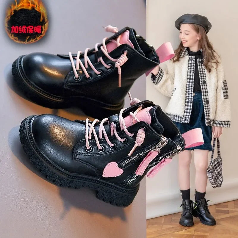 Girls Ankle Boots 2025 New Autumn and Winter Fashion Double Zip Beautiful Princess Non-slip Performance Boots for Catwalk Casual