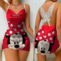 Minnie Mouse Backless Dress Fashion Summer Dresses 2025 Pajama Skirt Bow Knot Mickey Disney Satin Surface Women's Elegant Women