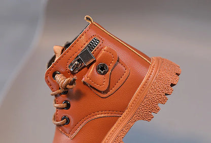 Spring Autumn Children Ankle Boots Classic Simple Black Boots for Girl Fashion Causal Kids Boots for Boys Leather Versatile Soft