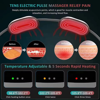 Smart TENS+EMS Electric Neck Massager with Micro-Current Portable Hot Compress for Cervical Spine Shoulder And Neck Pain Relief