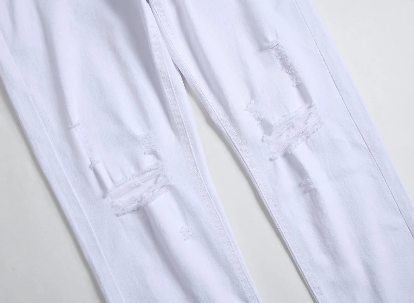 Punk Street Style Ripped Skinny Jeans Men Vintage Wash Solid Denim Trouser Men's Casual Slim Fit Pencil Denim Holes Pants 2025