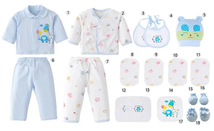 18 Piece/lot Newborn Baby Girl Clothes Set 100% Cotton Infant Baby Girl Set Soft Autumn Boys Clothing Baby Gift Without Box