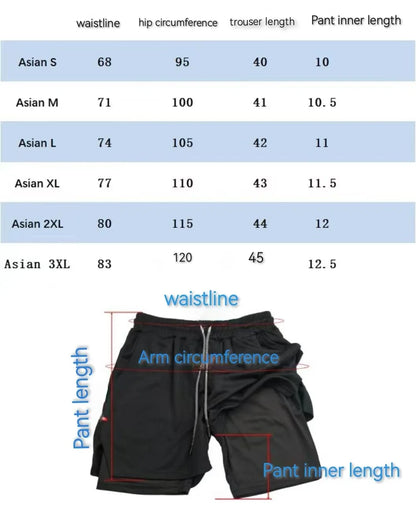 2025 New Men's Running Fitness Shorts 2 in 1 Double Layer Sports Shorts Sportswear Gym Fitness Shorts Training Jogging Pants Men
