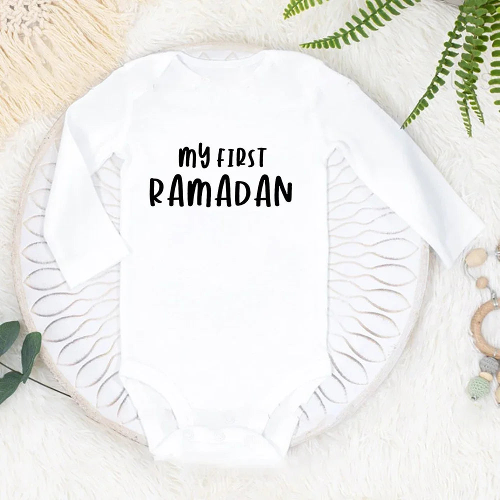 Baby's First Eid Bodysuit My First Eid Toddler Outfit Ramadan New Born Long Sleeve Romper Child Boy Girl Ramadan Clothes