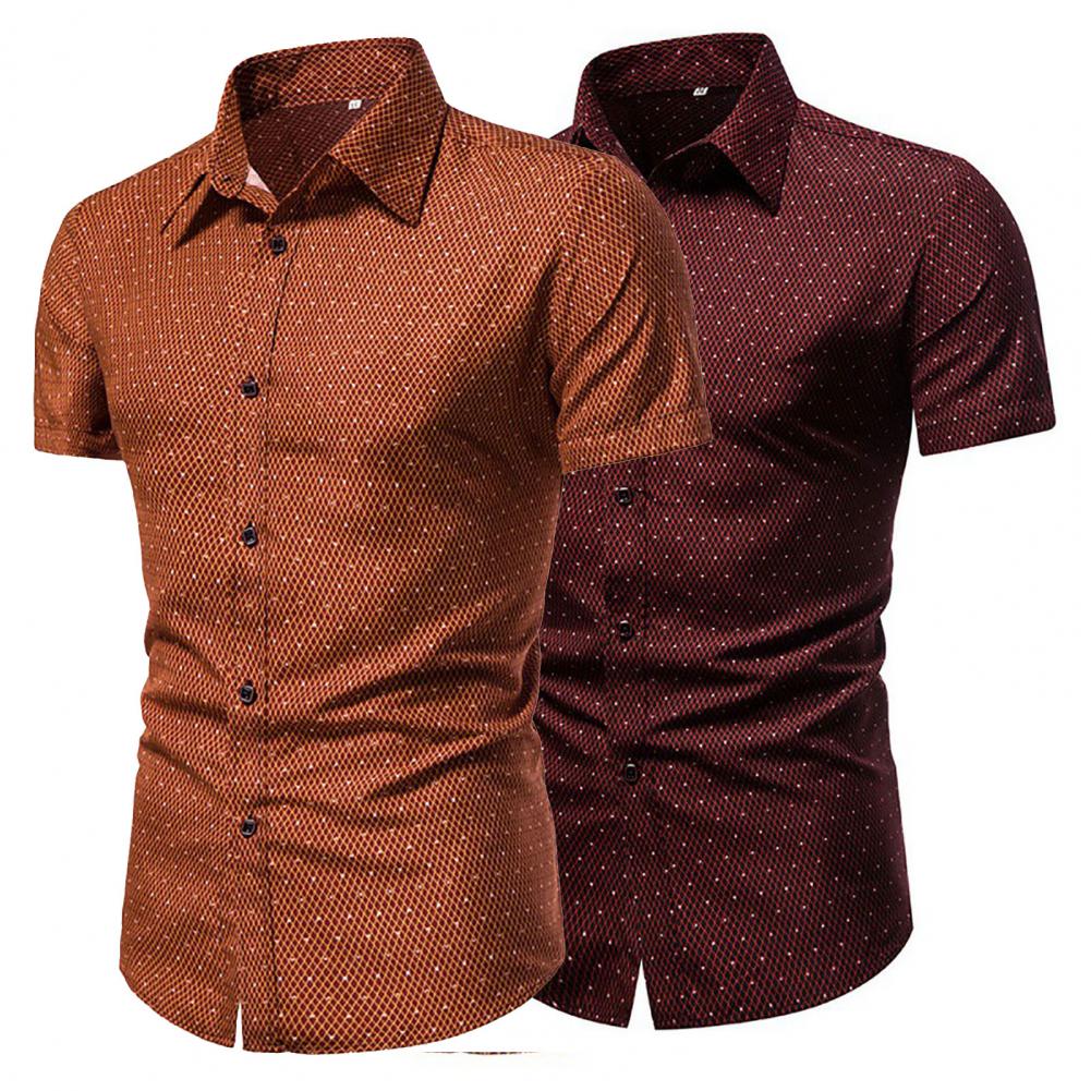 Men Shirt Formal Men Top Single-breasted Summer Top Lapel Summer Shirt Dot Print Shirt Business Shirt ropa hombre camisas