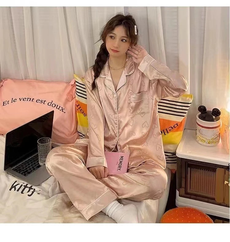 Summer Cool Ladies Faux Silk Polyester PJ Sexy Sling Pajama Sets Home wear Women's Pajamas Female Sleepwear Home wear Gift for GF