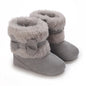 Baby Girl Boots Cute Bowknot Crib Shoes Infant Winter Warm Plush Boots First Walker Shoes with Non-Skid Soles