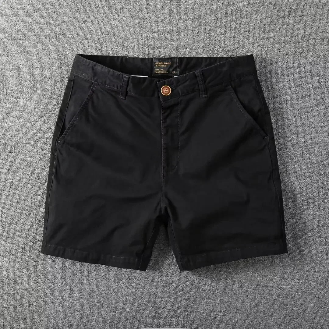 Men's Casual Cotton Shorts Summer Solid Color Slim Fit Loose Fit Thin Three-quarter Length Pants  Workwear