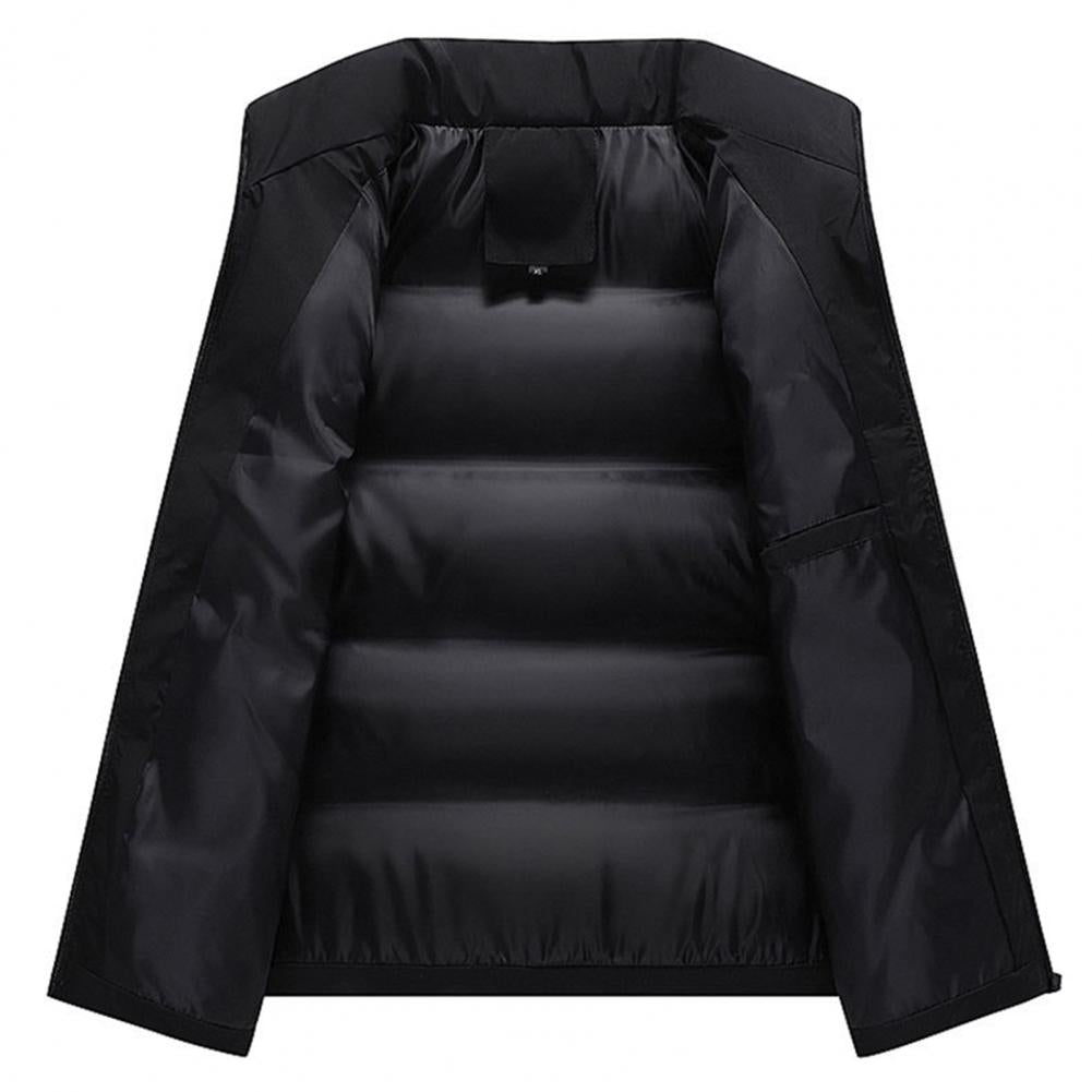 Men Waistcoat Thick Padded Cotton Vest Windproof Sleeveless Winter Outerwear Neck Zipper Cardigan Men Winter Coat