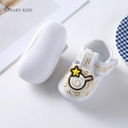 Cotton Newborn Baby Shoes Cartoon Pattern First Walkers for Girl Boy Plaid Soft Sole Walking Sandals 0-12month