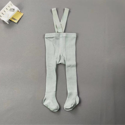 Baby Children's Pantyhose Spring And Autumn Female Baby Cute Solid Color High Waist High Elastic Overall Leggings Bib