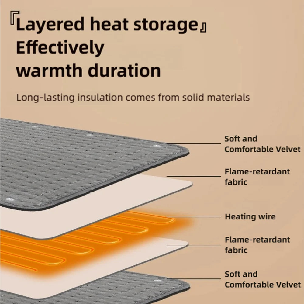 Electric Blanket with 10-Level Constant Temperature and Timer Function Heated Blanket for Legs/Abdomen/Hands/Full-Body Warmth