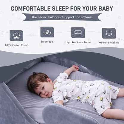 Toddler Bed, Child Bed for Kids with Extra Safety Broad, Standard Crib Size Toddler Bed, Certified Fabric Toddler Beds