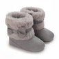Cute Bowknot Comfortable Boots For Baby Girls Soft Warm Plus Fleece Boots For Indoor Walking Autumn And Winter