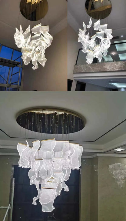 Modern Simple Led Luxurious Duplex Building Large Chandelier Living Room Creative Villa Pendant Lamp Stair Dining Hall Lighting