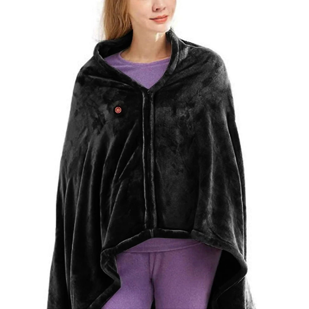 3 Heating Levels Fleece Heated Blanket Wearable Warmer Coral Velvet Blanket Quickly Heated Cape Pad USB Electric Heated Blanket