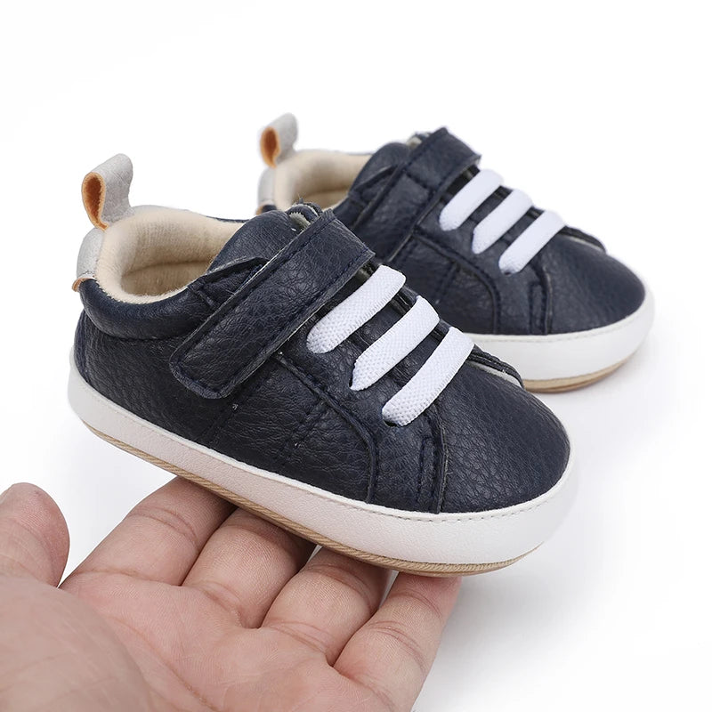 Newborn Baby Girls Boys Sneakers PU Leather Anti-Slip Soft Sole Pre walker Toddler Casual First Walkers Infant Shoes For 0-18M