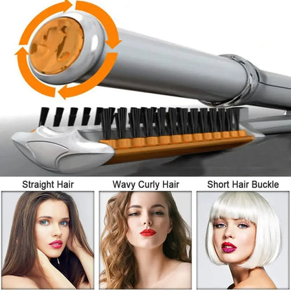 Professional Hairs Curler Straighter Rotating Hair Brush Curler Styler Hair Styling Tools Curling Iron Straighten Brush 2 In 1