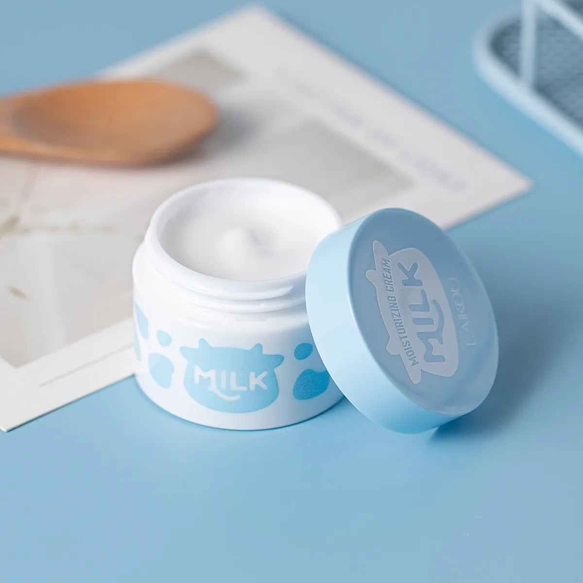 Milk Skincare Set - Hypoallergenic and Moisturizing | Facial Cleanser + Essence + Face Cream + Hair Band + Cleansing Brush