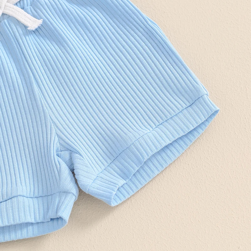 Mubi neo 3 -18 Months Newborn Baby Boy Clothes Ribbed Knit Short Sleeve Romper Shorts Set Infant Summer Outfit  Sets for Babies