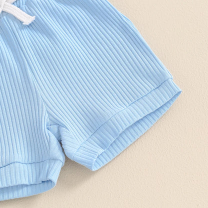 Mubi neo 3 -18 Months Newborn Baby Boy Clothes Ribbed Knit Short Sleeve Romper Shorts Set Infant Summer Outfit  Sets for Babies