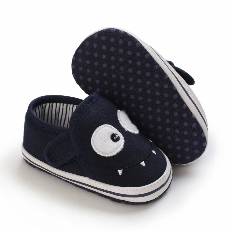 Lucky Blue Newborn Infant Toddler Boy Girl Casual Breathable Soft Cloth Bottom  Anti-slip PU Leather First Walkers Canvas Shoes