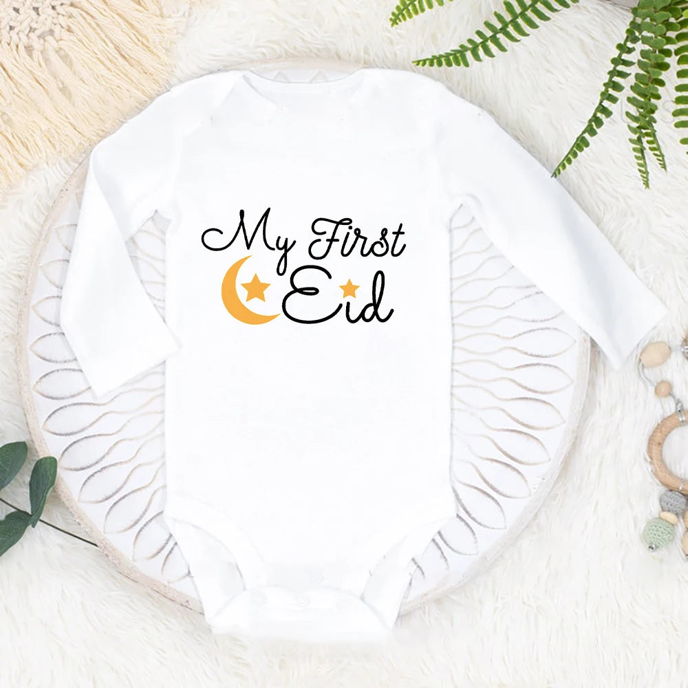 Baby's First Eid Bodysuit My First Eid Toddler Outfit Ramadan New Born Long Sleeve Romper Child Boy Girl Ramadan Clothes