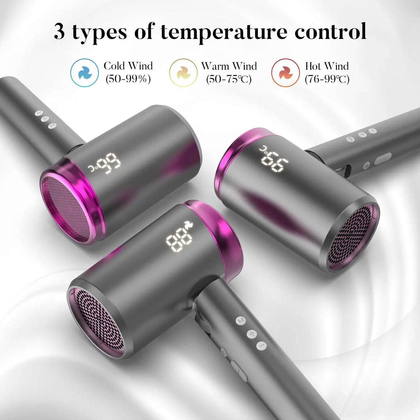 SEJOY Ionic Hair Dryers LED Display Anion Technology Portable Lightweight Blow Dryer Airflow Salon