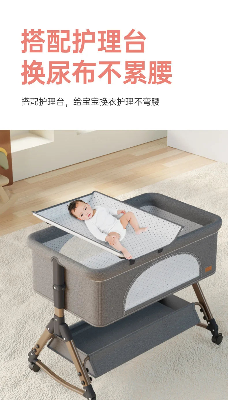 Baby Crib Newborn Small Bed Splicing Large Bed Cradle Bed Sleeping Basket Movable Foldable Portable And Multifunctional