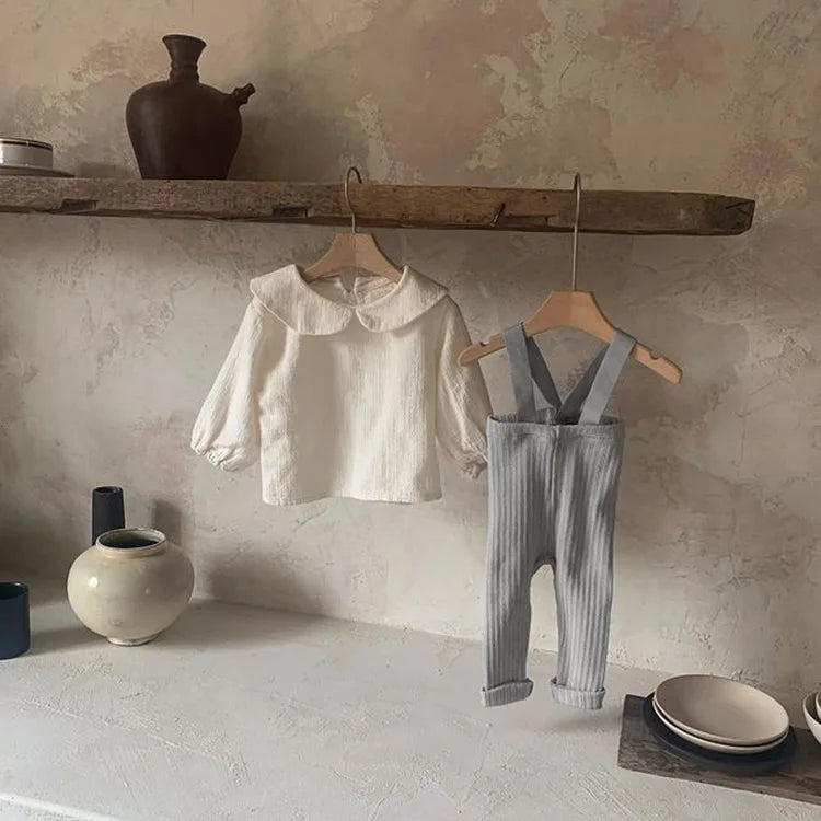 2025 Autumn New Baby Solid Leggings Toddler Boy Pp Pants Cotton Infant Girl Overalls Kids Casual Trousers Baby Strap Leggings