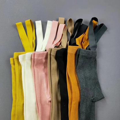 Baby Children's Pantyhose Spring And Autumn Female Baby Cute Solid Color High Waist High Elastic Overall Leggings Bib