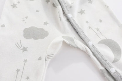 Cotton Newborn Romper Star Moon Printed Footed Baby Bodysuit for Girls Boys Long Sleeve Autumn Toddler Clothes Infant Onesie