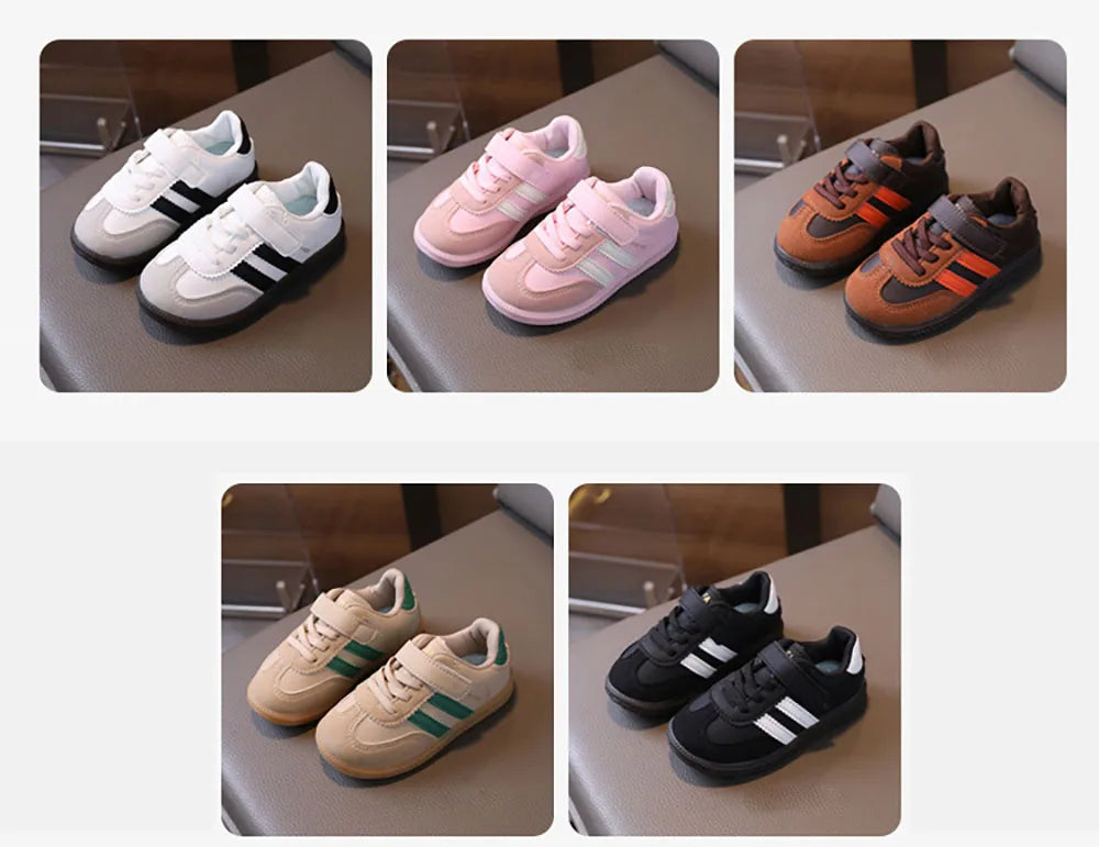 PU Leather Sport Shoes For Children Soft-soled Waterproof Girl's Sneakers Ergonomics Anti-slippery Toddler Shoes For Kids