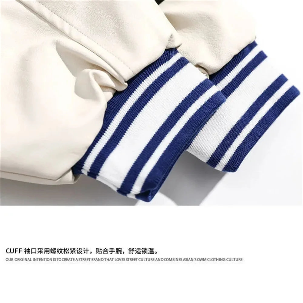 American Harajuku Blue Student Baseball Men's Coat Bomber Jacket fashion Spring Autumn Trend Hip Hop College Loose Casual Coat