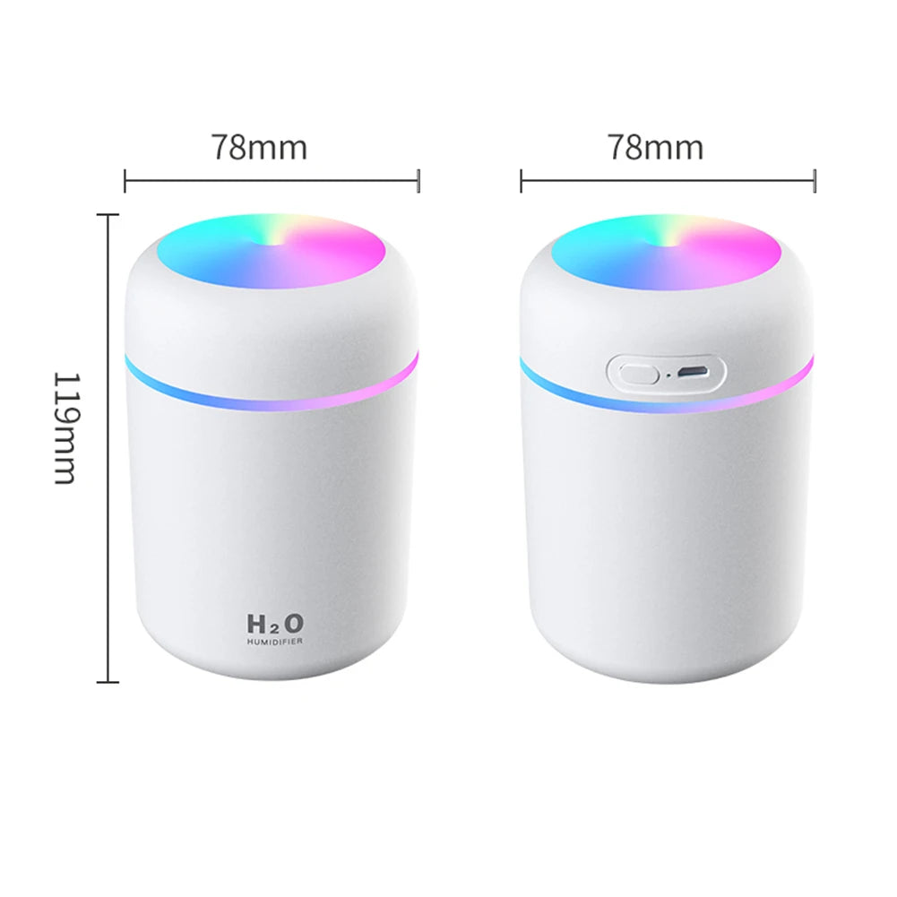 300ml Air Humidifier USB Ultrasonic Aroma Essential Oil Diffuser Romantic Soft Light Humidifier Mini Cool Mist Maker Purifier