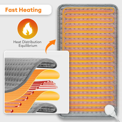 Electric Heating Blanket for Home Use - 9 Levels Thermal Heated Mat Home Soft Safe Winter Body Back Leg Warmer Pads 60*30cm