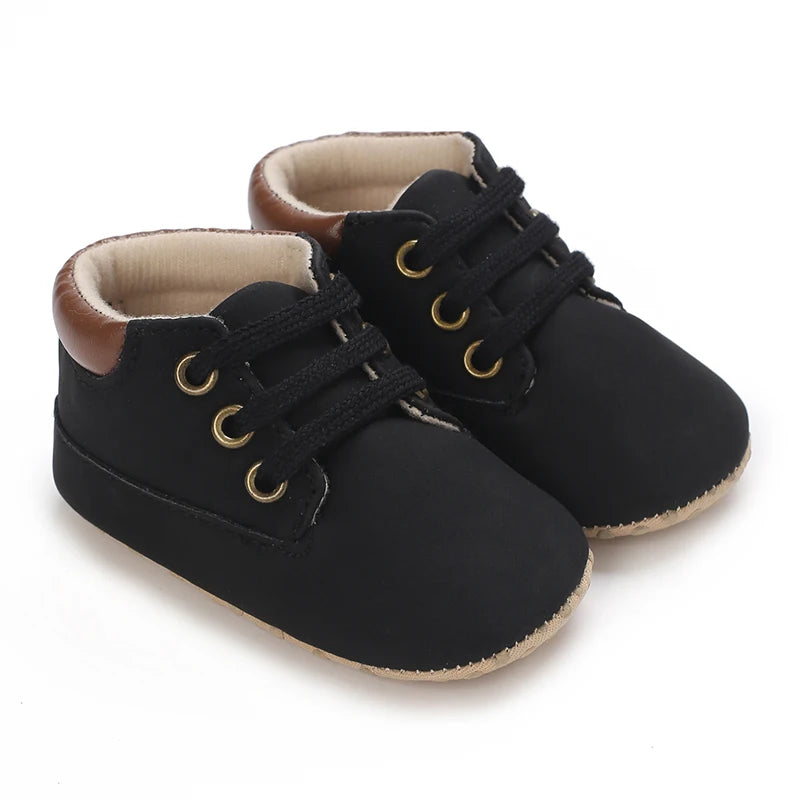Fashionable 0-18M Boys and Girls' Shoes Classic Solid Color Leather Bottom Anti slip Preschool First Step Casual Sports Shoes