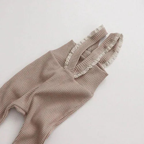 Korean Style Baby Girls Lace Suspenders Toddler Baby Girl Jumpsuits Overall Autumn Spring Newborn Baby Elastic Suspender Pants