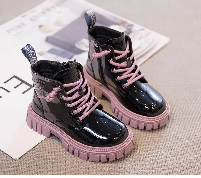 Fashion Kids Boots Girls British Style Children's Ankle Boots Autumn Winter Warm Waterproof Boys Boots 3-15 Years Old Snow Boots