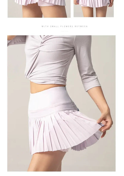 Women Tennis Skirt High Waisted Pleated Running Yoga Skirt Tennis Shorts Breathable Pleated Volleyball Shorts Hiking Shorts