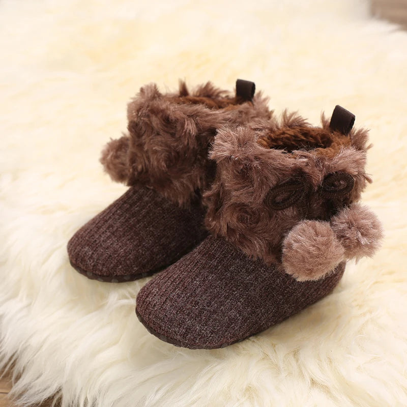 Autumn and Winter Baby Plush Thick Warm Cotton Shoes 0-18 Months Soft Soled Comfortable Non Slip Boots