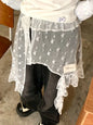 Fashion Star Gauze Sweet Irregular Chic Women Skirts Japanese Y2k Aesthetic Split Skirt Vintage Casual Lace Ruffled Fairy Faldas