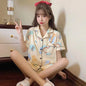 New Women Sleepwear Cartoon Pajamas Female Short  Pants Short Sleeved Summer Spring Loungewear Fashion Home Clothing Home wear