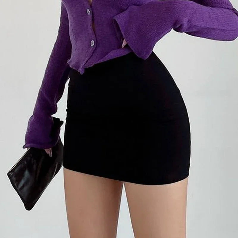 Summer Mini Black Skirts Sexy Women's Elastic High Waist Skinny Short Faldas Mujer Korean Style Clothes Bodycon Micro Skirt Gray