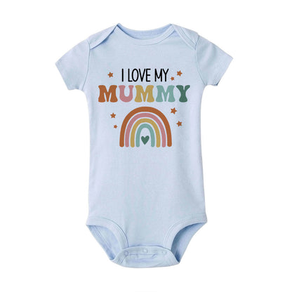 I Love Mummy & Daddy Rainbow Printed Newborn Baby Bodysuits Funny Summer Short Sleeve Infant Rompers Body Boys Girls Jumpsuits