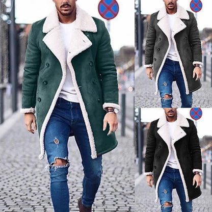 2025 Men's Woolen Coat Middle-aged Double Collar Autumn And Winter Warm Fashion Slim-fitting Woolen Men's Coat Pocket